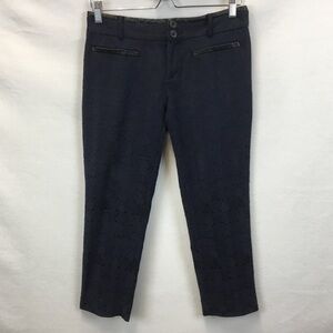 Anthropologie Cartonnier Navy Blue Textured Charlie Ankle Pants